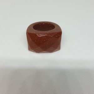 Chunky goldstone sparkly ring copper color 7 1/2